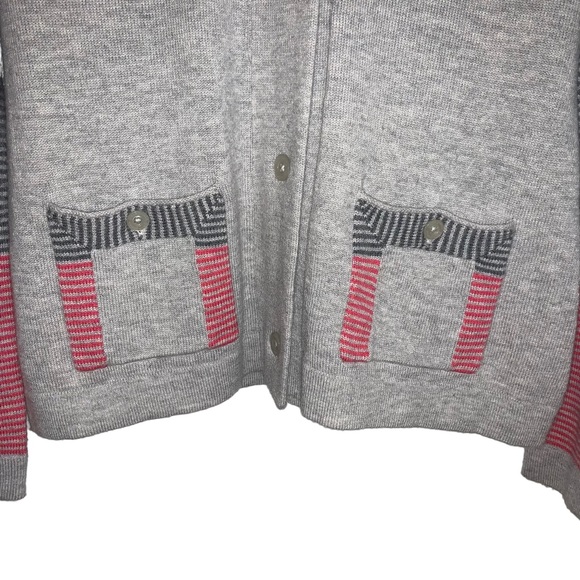 Patagonia 80% Wool Gray And Pink Striped Cardigan Size Large - Picture 3 of 8